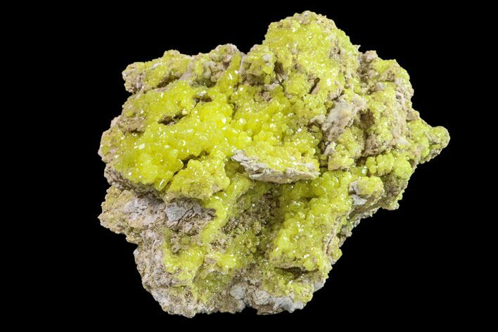 Yellow Sulfur Crystals on Matrix - Steamboat Springs, Nevada #154351